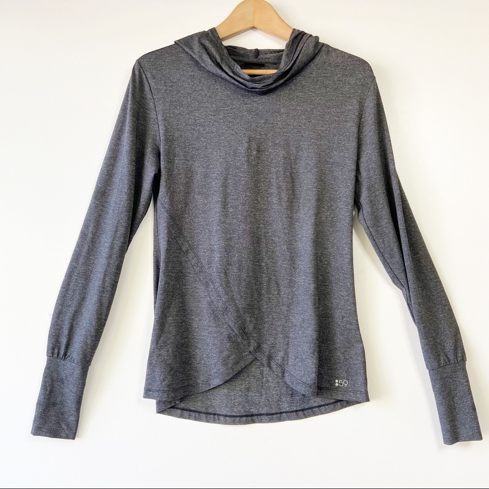 Splits59 womens berry boot camp pullover cowl neck petal hem yoga gym hoodie
